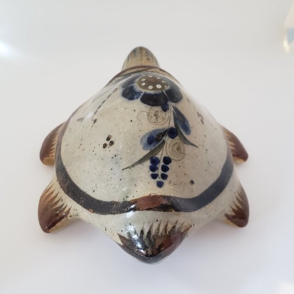Vintage Tonala Ceramic Pottery Turtle Mexican Folk Art Floral Hand Painted - Picture 7 of 12